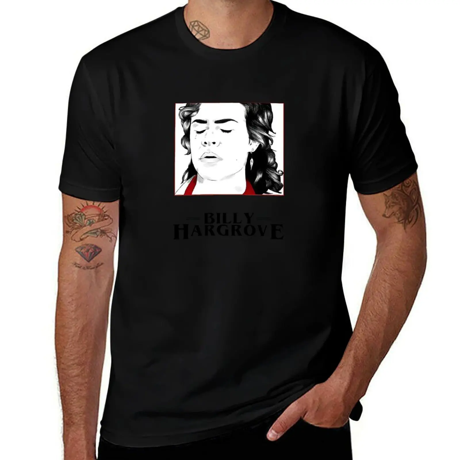 

Billy Hargrove Stranger Netflix Film T-Shirt Big and Tall Crew Neck Tee