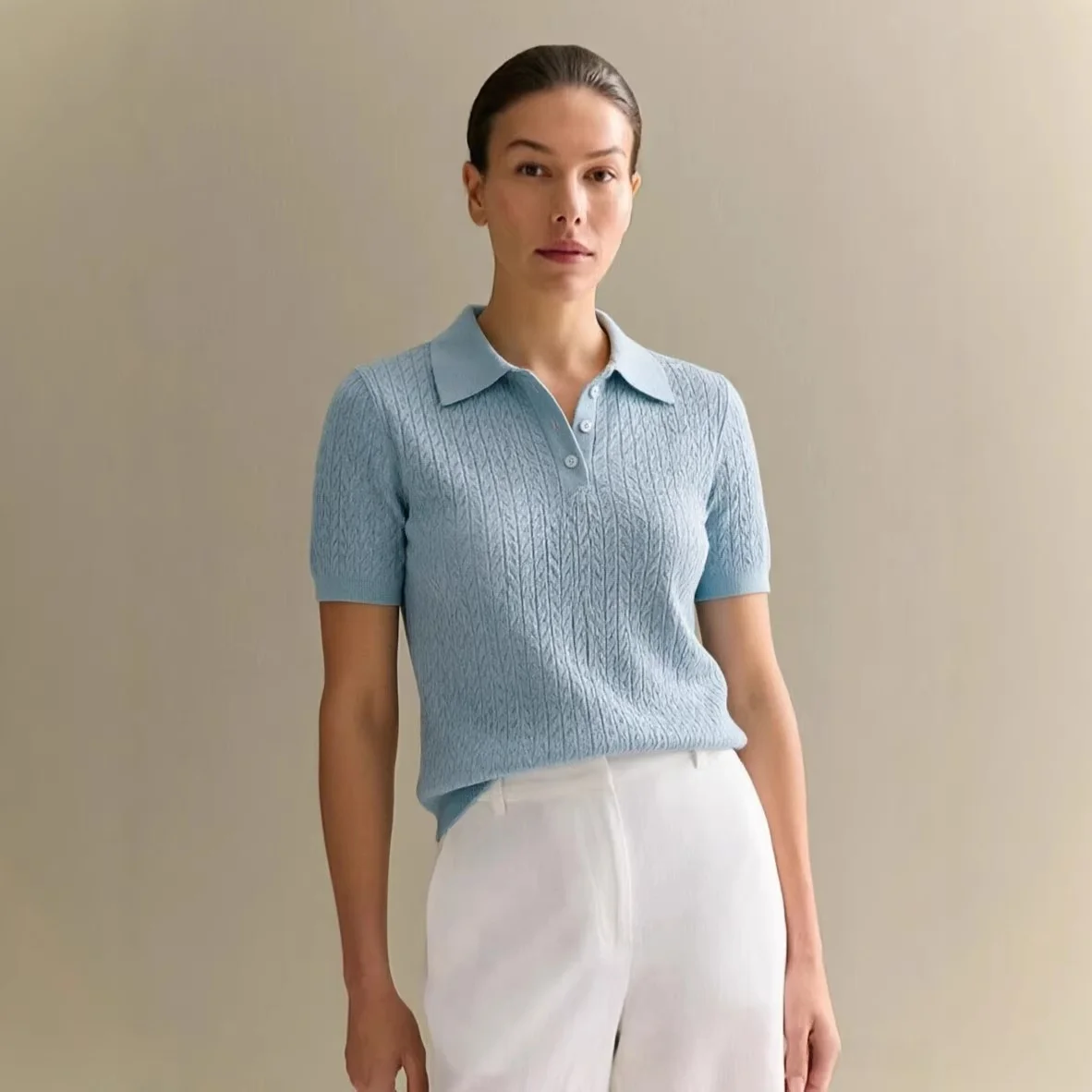 Versatile Summer Short Sleeve Knitted Ladies Casual Top Cross-Border HSY T-Shirt Comfortable Breathable Women's  Shirt