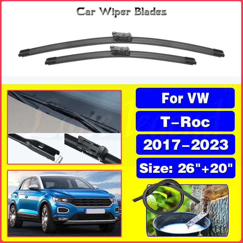 Wiper Front Wiper Blades For Volkswagen VW T-Roc 2017 2018 2019 2020 2021 2022 2023 Windshield Windscreen Front Window 26