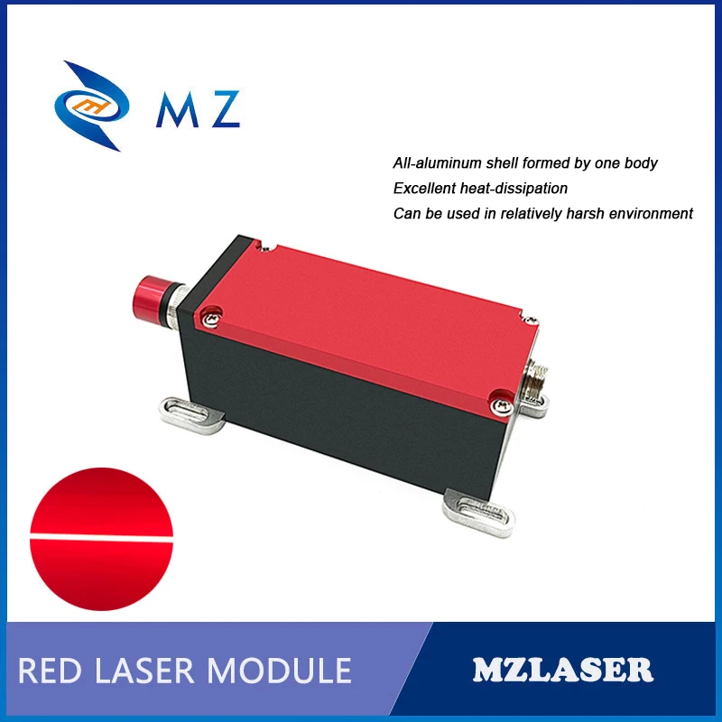 Módulo de diodo laser de linha vermelha com lente powell, foco ajustável 638nm 1w, boa dissipação de calor, plugue de aviação laser vermelho com adaptador