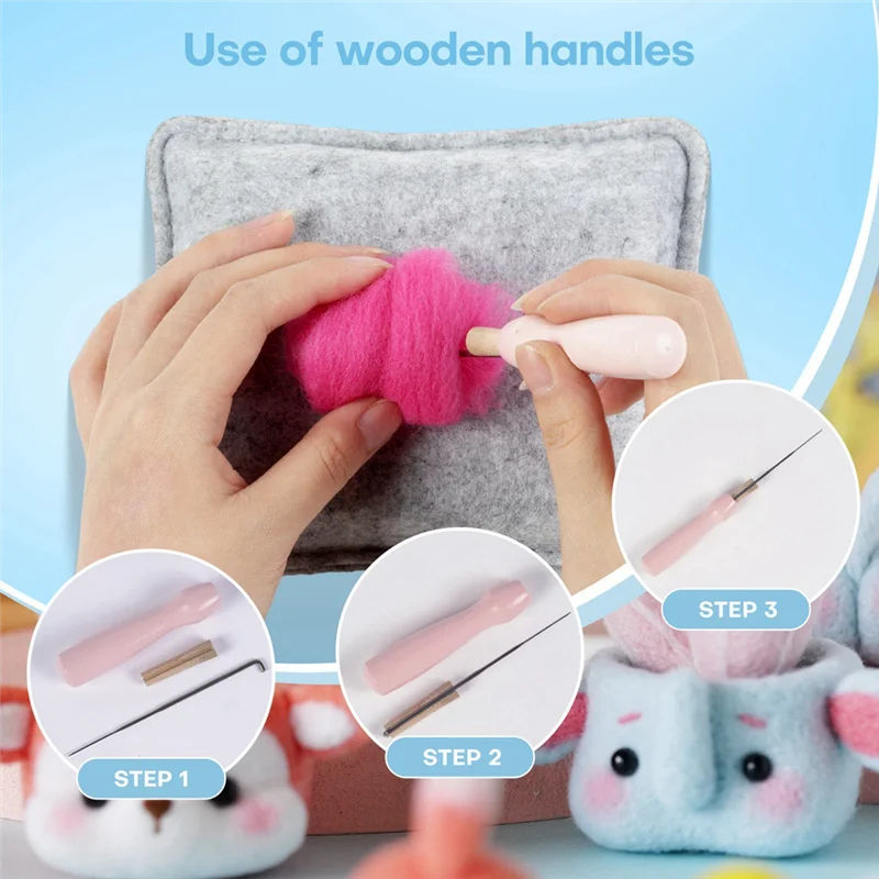 

AF89-Plant Pot Cactus Needle Felting Kits For Beginner,Needle Felting Kit,Felt Needles,Foam Pad,Felt Cloth,Instruction