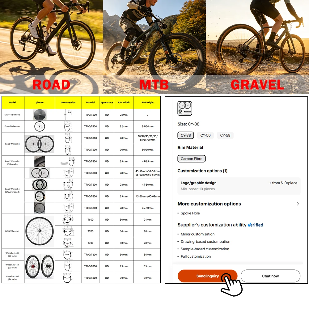 T800 Carbon Road 700c Wheelset Rim Brake Bicycle Racing Wheels 38 50 58mm Depth Clincher Tubeless Ready Aero Rims Biker