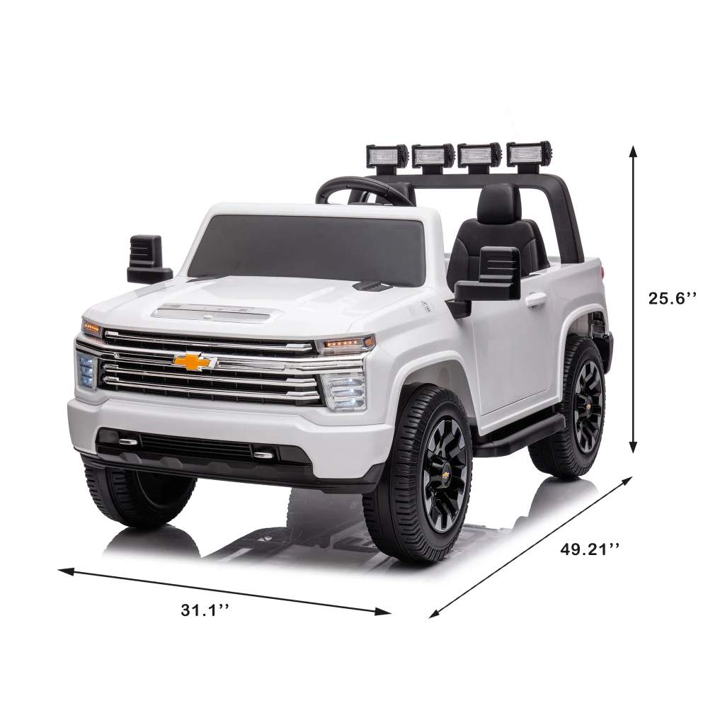 Roze, 24V 2-zits rit op vrachtwagenauto, gelicentieerde Chevrolet Silverado HD elektrische auto voor kinderen, 4WD-motoren, met 2.4G afstandsbediening