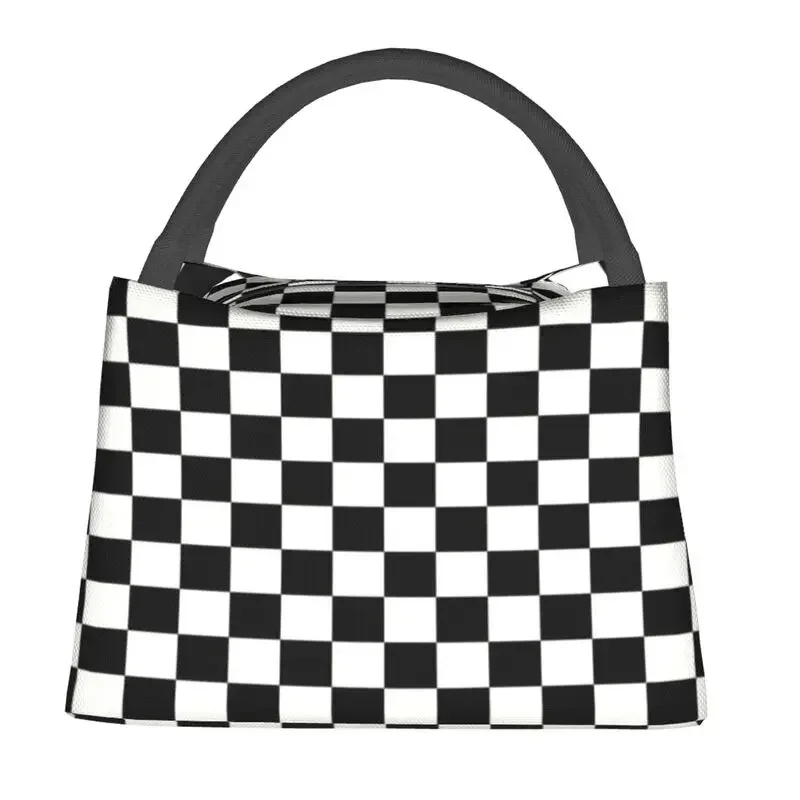 Custom Classic Checkerboard Lunch Bags Women Thermal Cooler Insulated Lunch Boxes for Picnic Camping Work Travel lunchbag