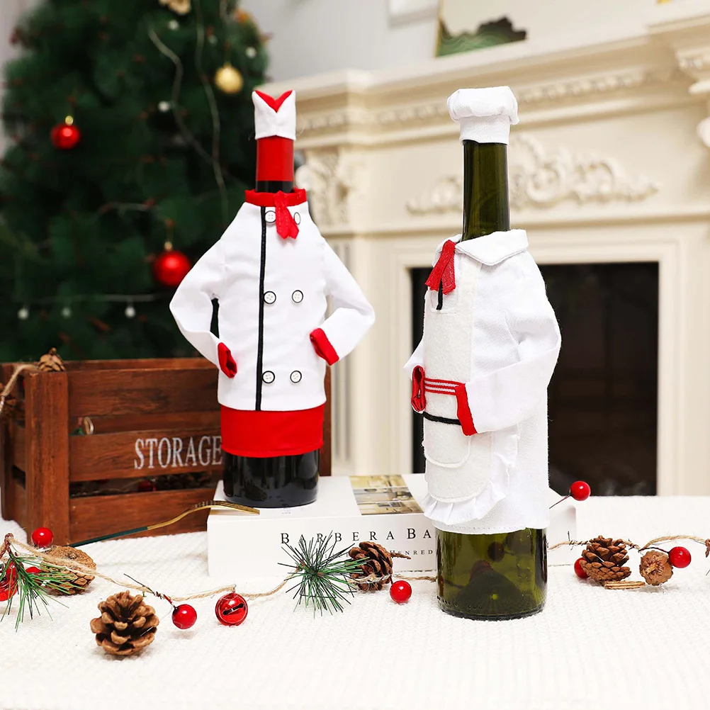 

2 Pcs Wine Bottle Cover Christmas Decoration Decorations Decorative Accessory Wrap Sweater Cloth Sleeve