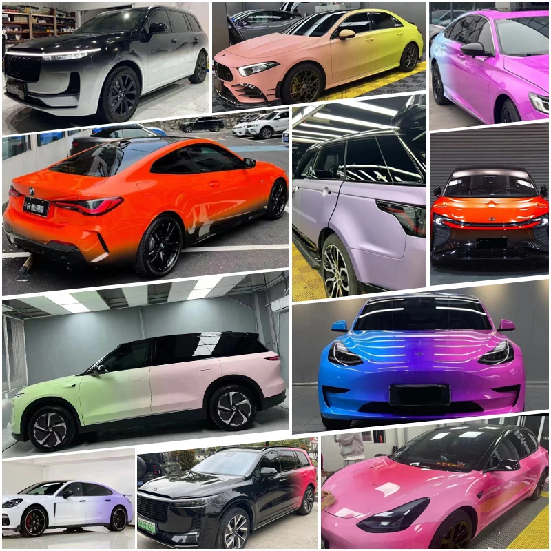 Factory Customized Design Gradient Car Wrap Vinyl Films Air Channel PET Printed Vehicle Wrapping Sticker Film