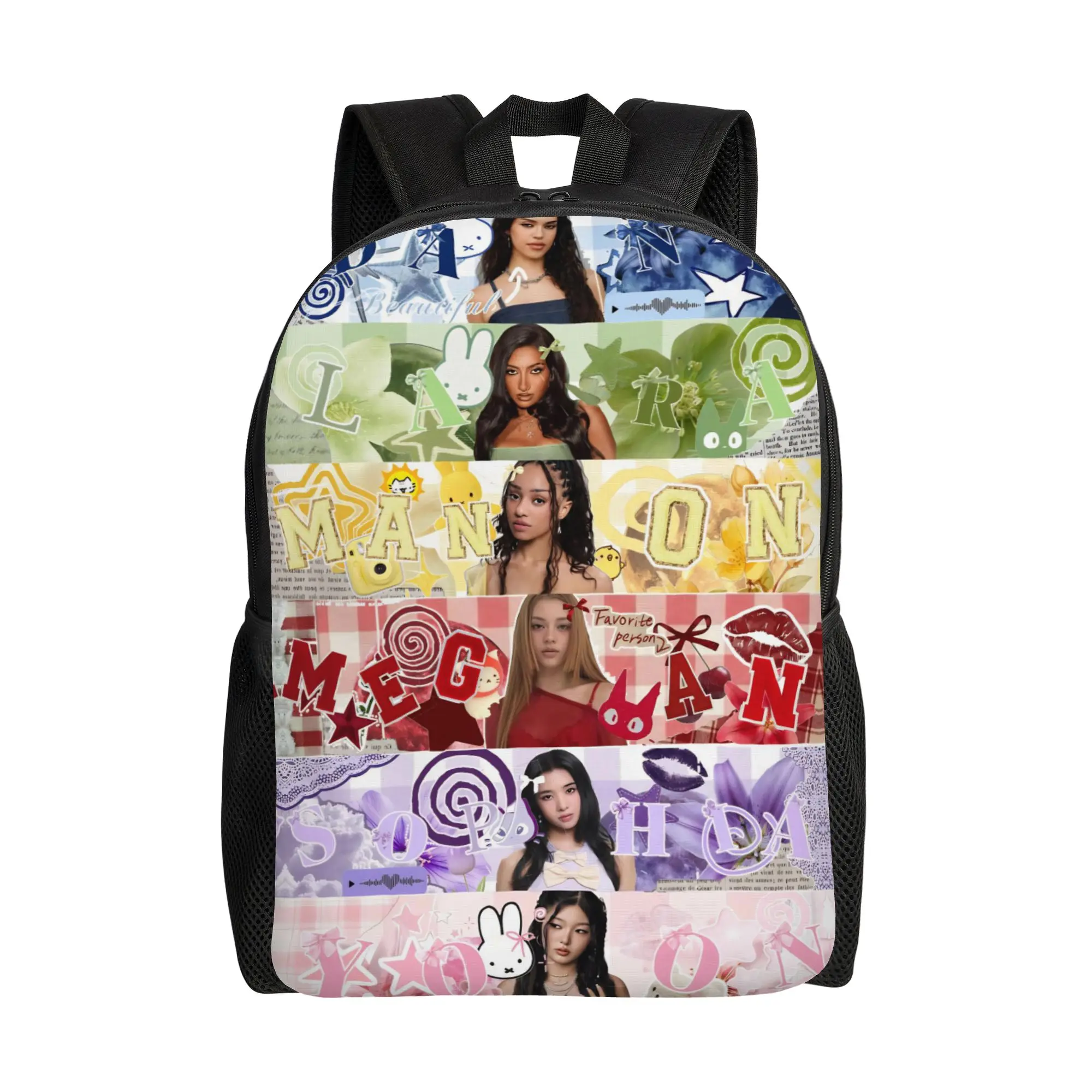 Katseye Music Girl Group Backpack  Stylish Backpacks Female University Print High School Bags High Quality Rucksack