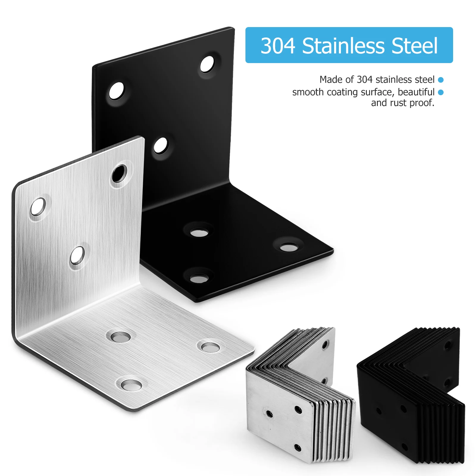 

1 set Iron Corner Brackets Set for Wood Furniture Shelves Beds Chrome Coated Rust Proof Easy Installation Small Metal Brackets