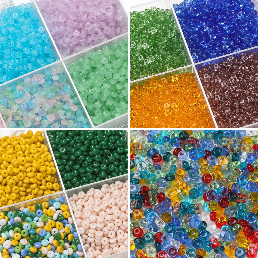 50pcs/Lot 3*6.5mm Colorful Czech Glass Seed Beads Flat Round Spacer Loose Bead for DIY Jewelry Making Necklace Earrings Supplies
