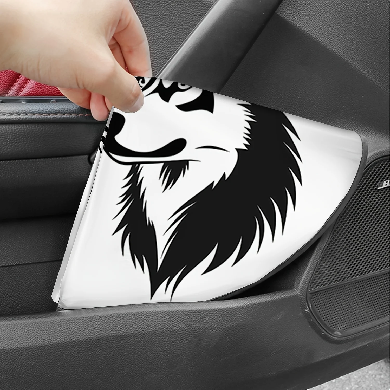 1pc Husky Profile Silhouette Printed Car Steering Wheel Cover - Heat Insulation, Sunshade, High-Temperature Design, Car Interior