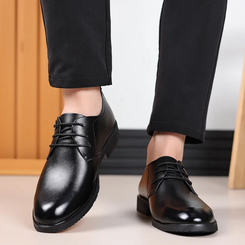 High Quality Leather Men Casual Shoes Breathable formal Mens Dress Shoes Italian Luxury Brand Lace-Up Non-slip Men Driving Shoes