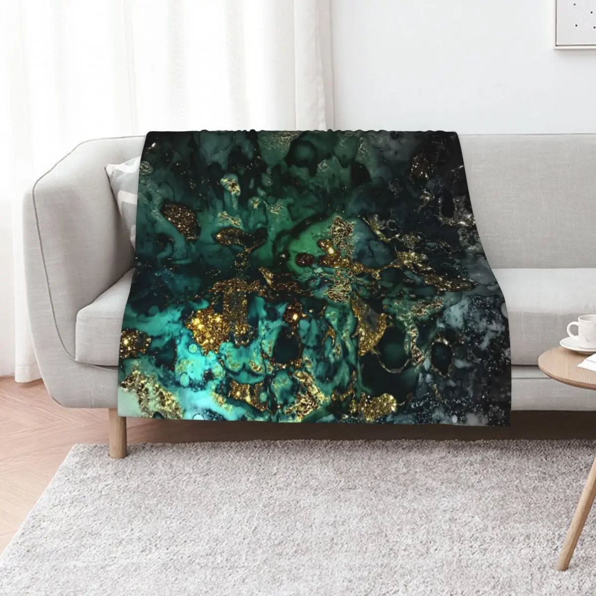 Gold Indigo Faux Malachite Marble Throw Blanket Quilt Winter beds Sofa Quilt Decorative Beds Heavy Blankets For Bed Blankets