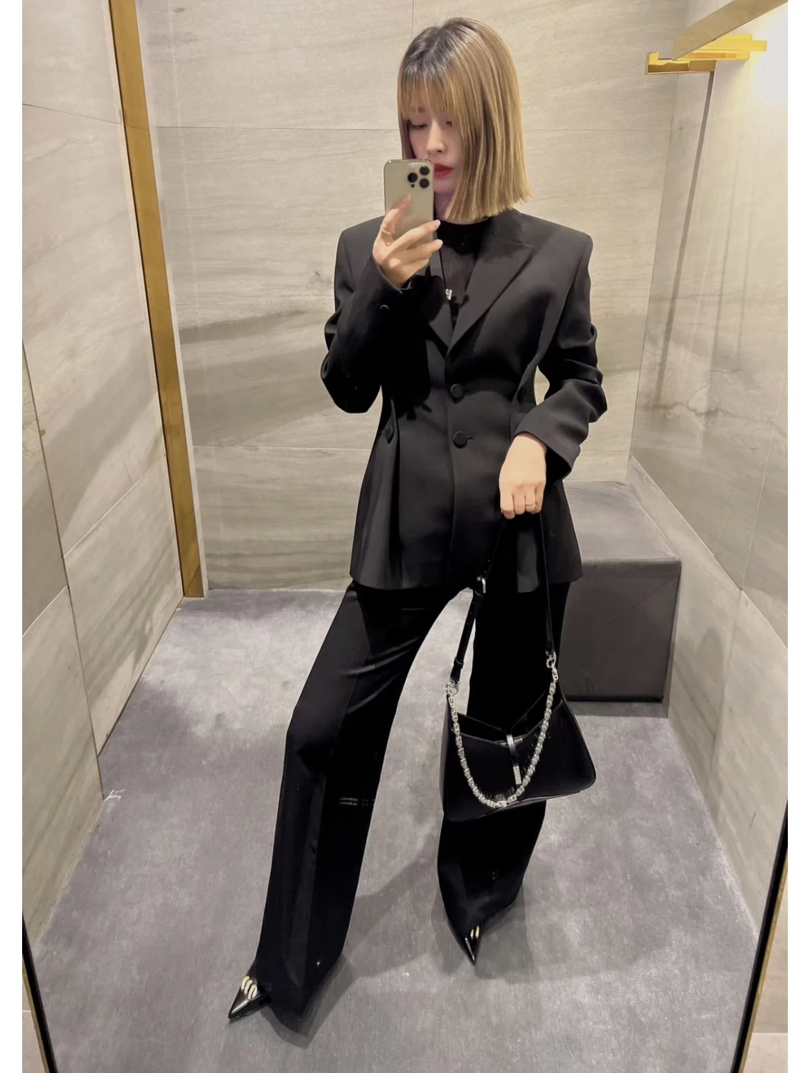 2024 Spring Luxury Fashion New Women Black High Quality OL Blazer 70% Wool Coat for Female Outerwear