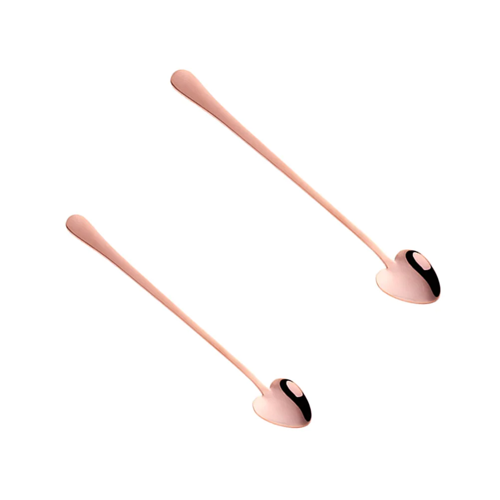 

2Pcs Stainless Steel Heart Shape Spoons Anti Rust Dessert Ice Cream Coffee Stirring Kitchen Tableware Rose Gold