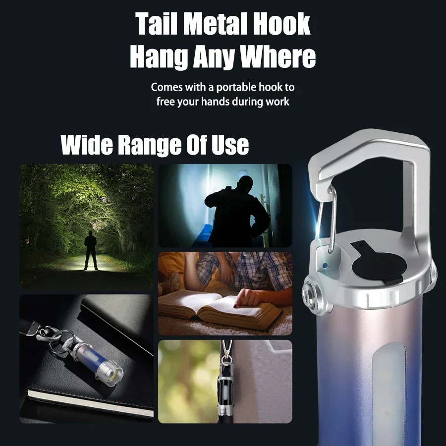 Mini LED Keychain Flashlight Multifunctional COB Work Light Keyring Practical Inspection Light Key Chain For Outdoor Activities