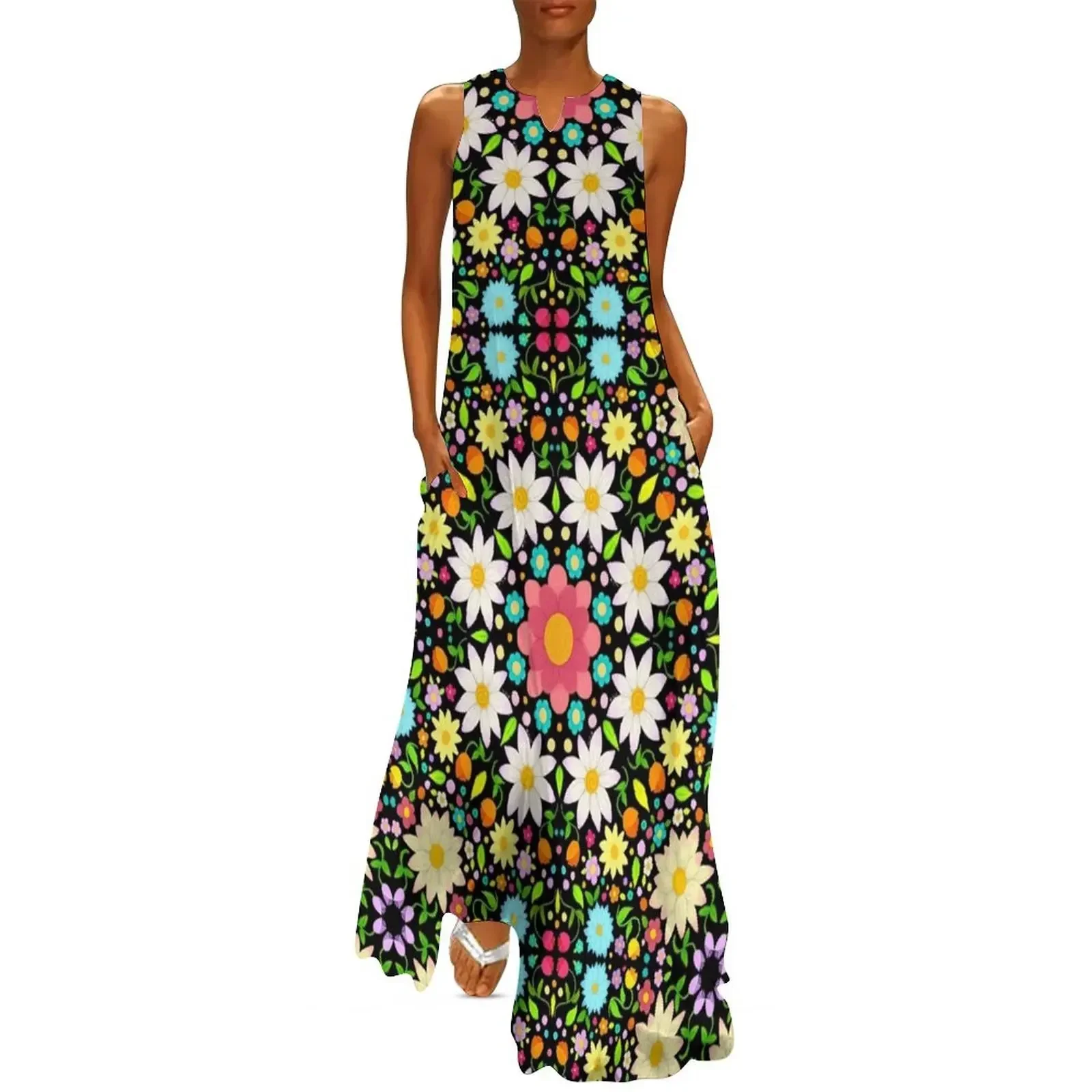 

Flower Pattern Circular Design Long Dress women clothes chic and elegant evening dress Evening dresses Dresses Dress