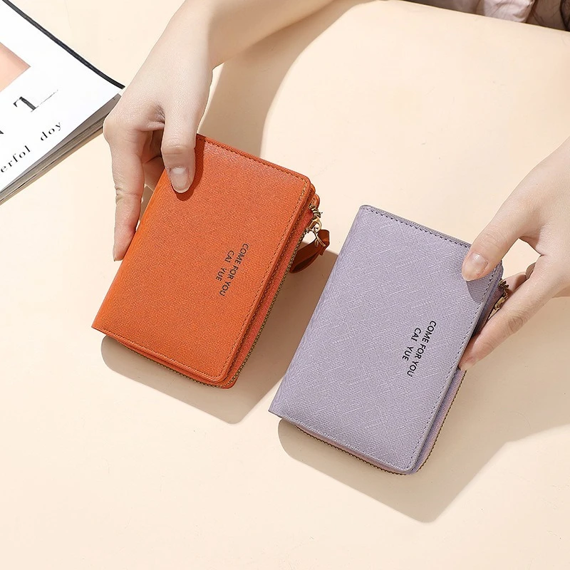 

Men and Women ID Card Holder PU Zipper Small Coin Purse Credit Id Card Holder Solid Color Business Card Case Protector Wallet