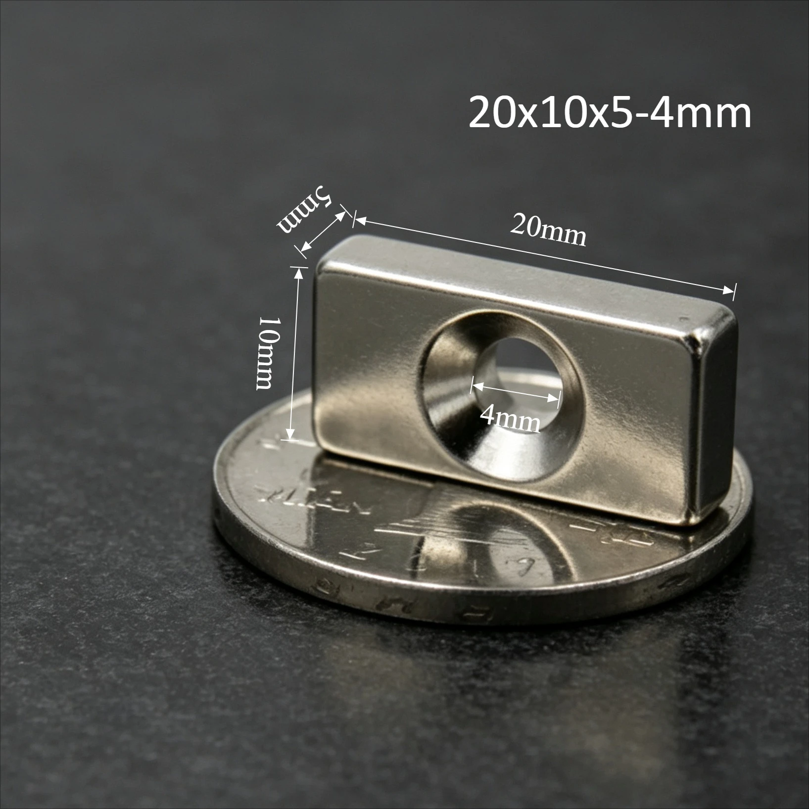 20x10x5-4mm Powerful Block Magnet 20x10x5mm Two Hole 5mm  For Home Refrigerators, Offices DIY 25*10*5-4mm