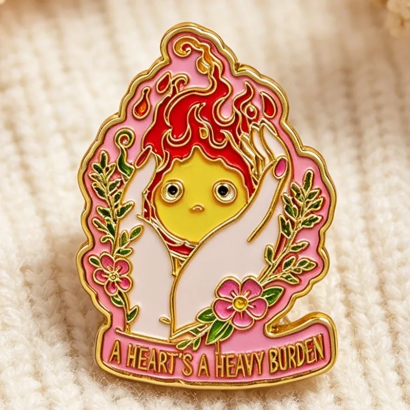 A HEART'S A HEAVY BURDEN Enamel Pin Fantasy Couple Flame Elf Figure Lapel Brooch Backpack Hat Clothes Decor Collectible Gifts view 4