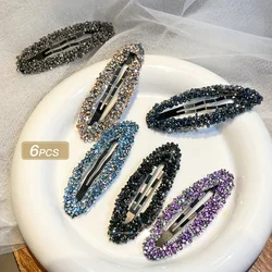 6pcs Women's Colorfulful Sparkling Diamond Cut Out Hair Clip, High-end Bangs on the Back of the Head, Broken Hair Clip Headwear