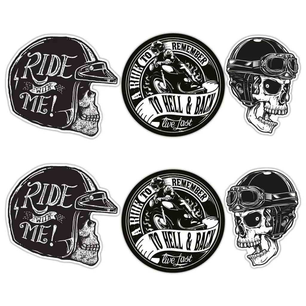 For 1Set Biker Laminated Large Sticker set Motorbike Motorcycle Helmet Rockers decal