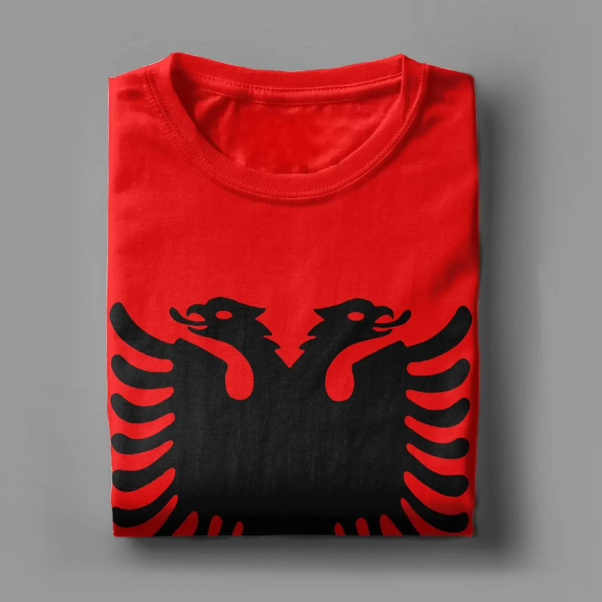 Men\'s T-Shirt Albanian Flag Tale Of The Eagle Fashion 100% Cotton Tees Short Sleeve T Shirts Round Neck Clothes Plus Size