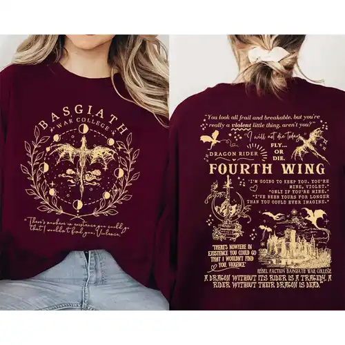 Basgiath War College Sudadera de 2 caras Cuarto ala Regalo cómodo para amantes de los libros Sudadera de lana de manga larga Ropa de calle Y2K