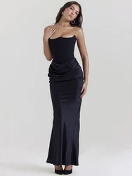 Mozision-Robe longue noire sans bretelles pour femme, épaules dénudées, dos nu, club, fête, batterie, sexy, élégante, mode