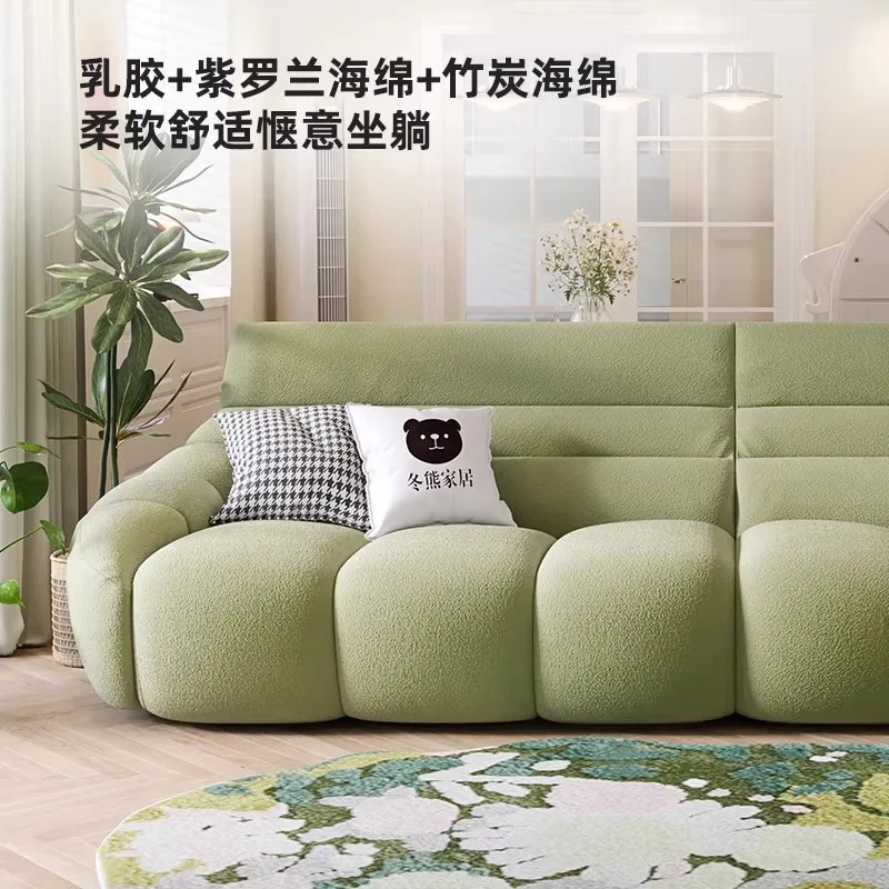 كريم الرياح اليقطين الفرنسية الرجعية الحديثة بسيطة شقة صغيرة غرفة المعيشة صف مستقيم نفخة القماش أريكة #2