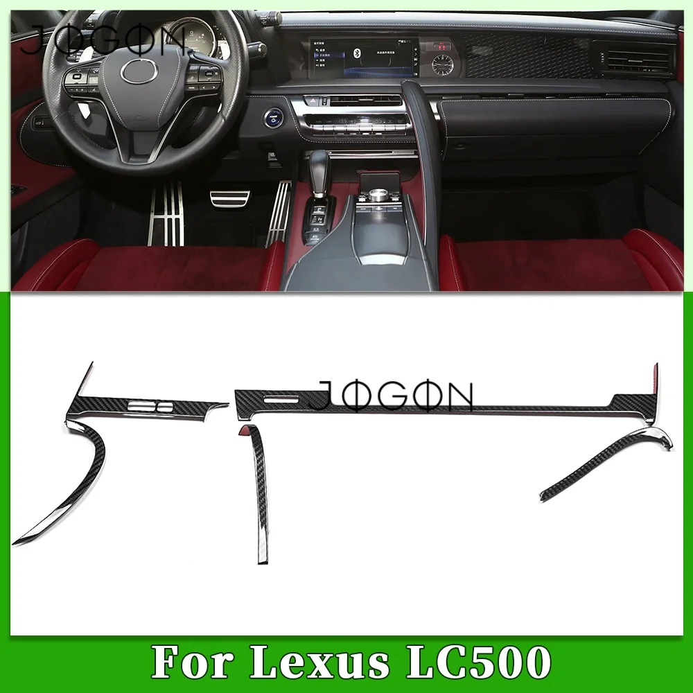 5Pcs LHD Carbon Fiber Car Interior Center Dashboard Air AC Vent Panel Cover Trim Accessories For Lexus LC LC500 LC500h 2018-2023