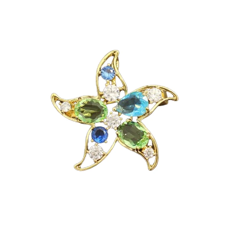 1Pc Lovely Starfish Brooch for Men Women Retro Sea Star Inlaid Zircon Brooches Pins Jewelry Accessories Party Gifts 2026 Trend