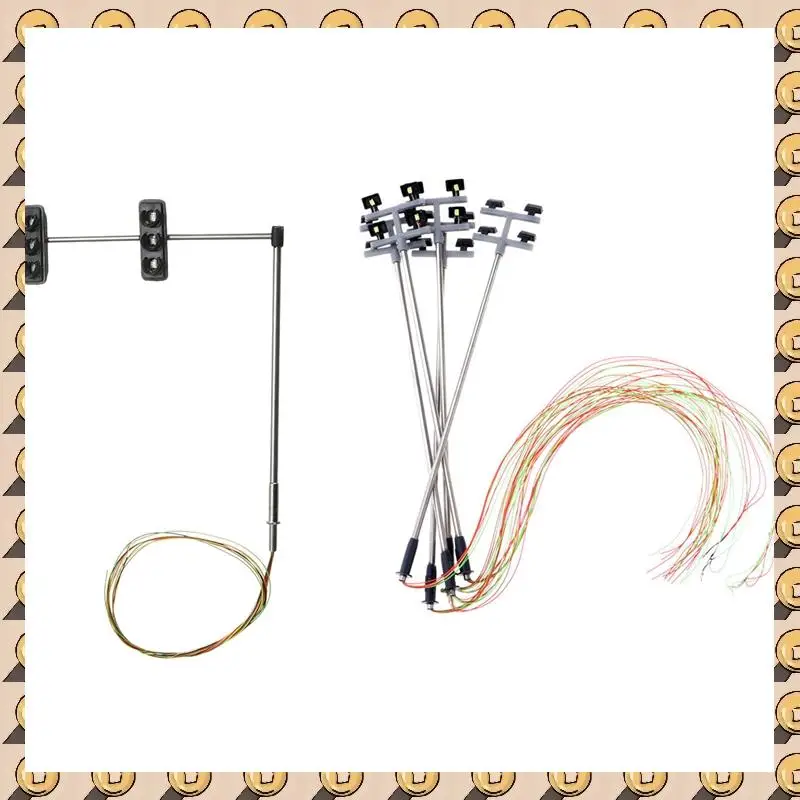 A003 5 peças escala 1:100 ho 4 luzes de rua led cenário mini poste de luz e 1 peça 3 cores semáforo sinais escala modelo 6 led