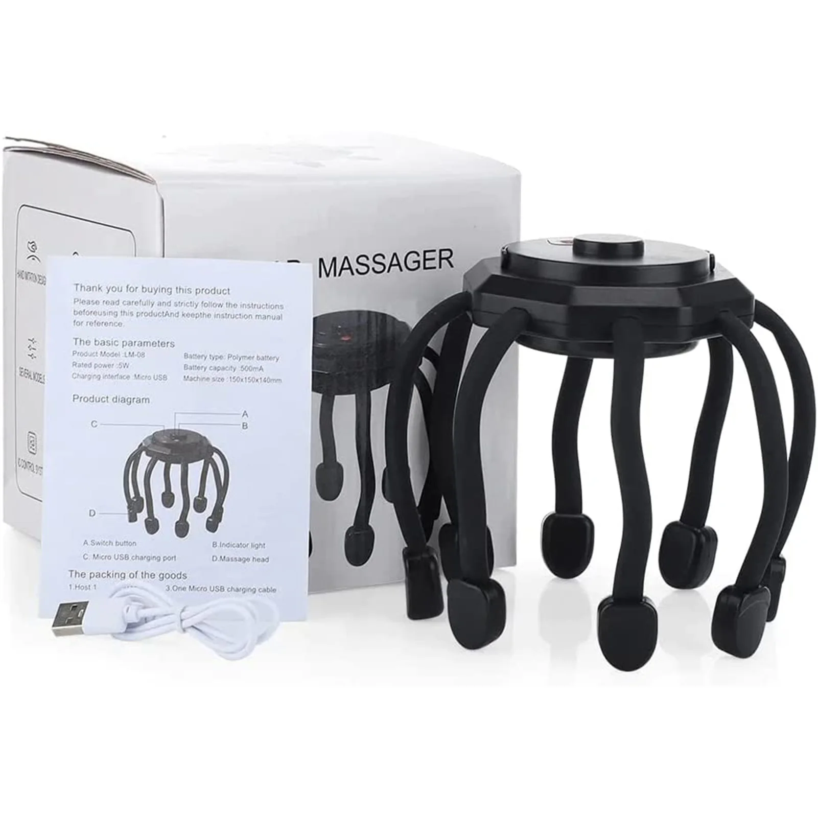 Octopus Scalp Massage Electric Head Massager Claw Physiotherapy Decompression Head Scratcher Stress Relief Improve Sleep Relax