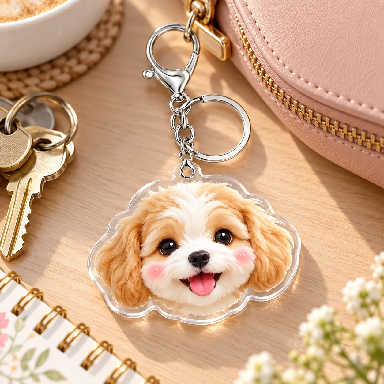 Pet Portrait Custom - Personalisierter Acryl-Schlüsselanhänger mit Foto, 6 cm,