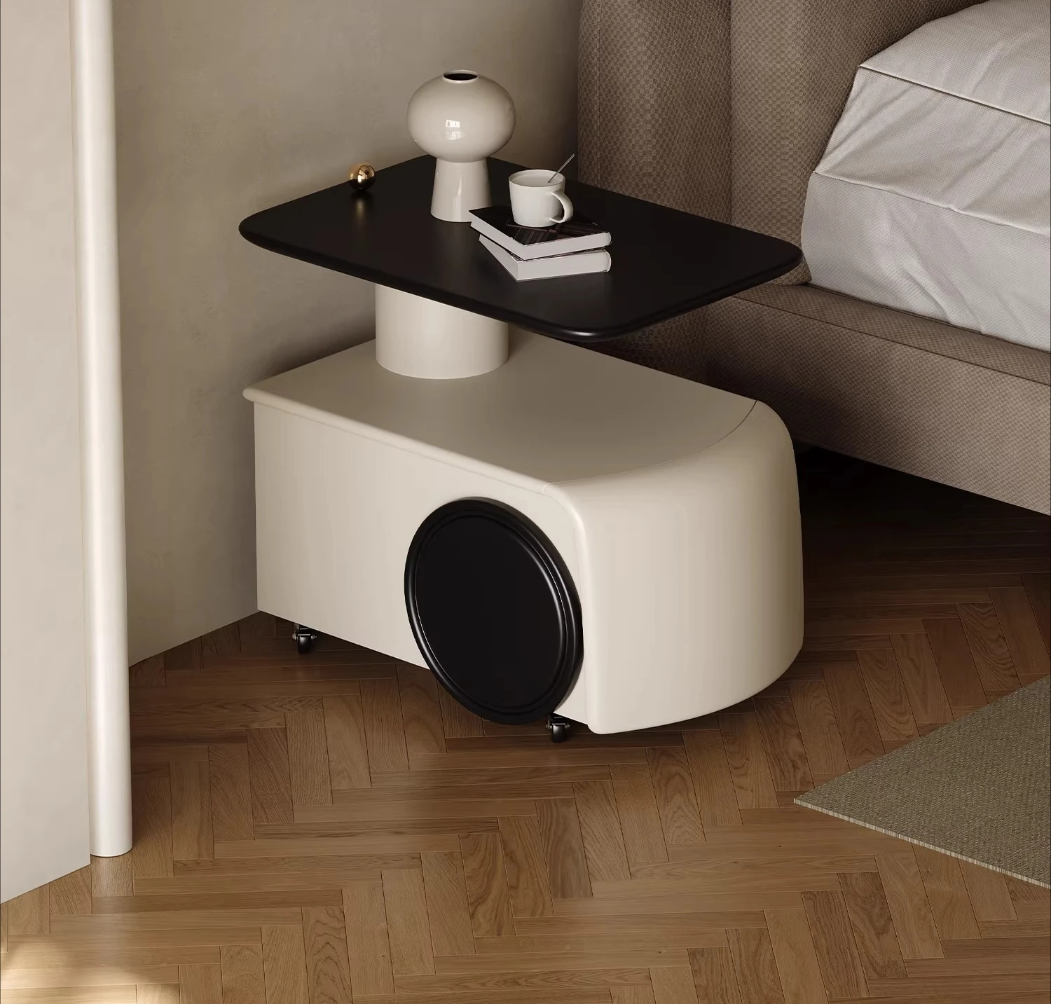 

Super narrow bedside table replaces movable lifting and rotating bedside table