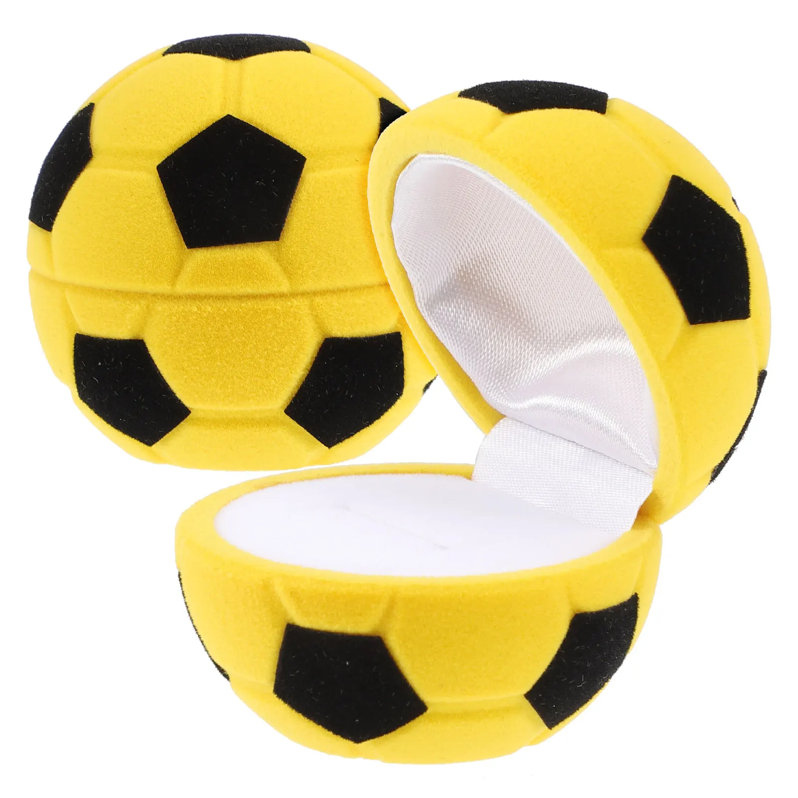 

2pcs Football Shaped Jewelry Box ABS Material Ring Earring Storage Organizer Portable Small Wedding Engagement for Soccer