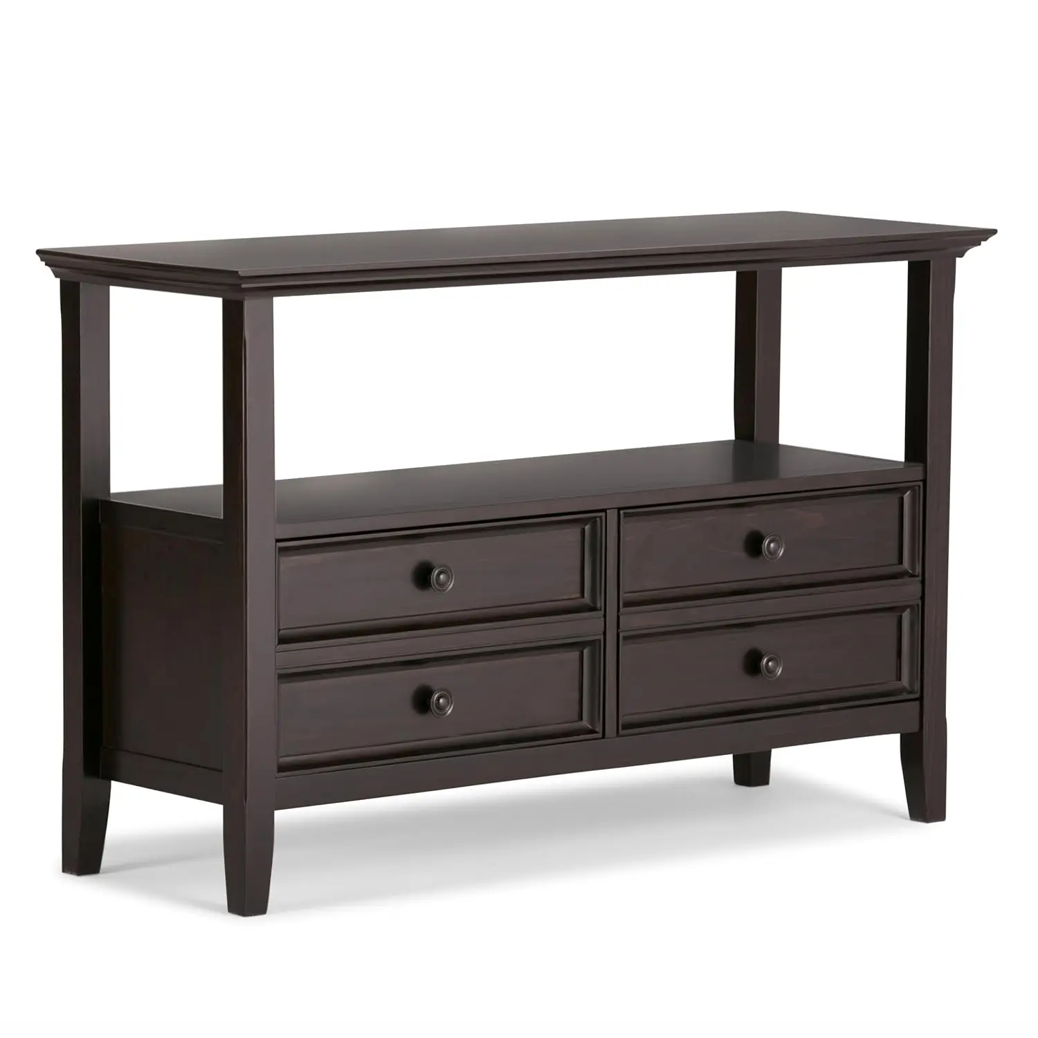 Solid Wood Console Table 48 Inch with 2 Drawers & Open Shelf for Entryway Living Room Hallway Storage Hickory Brown, Customized