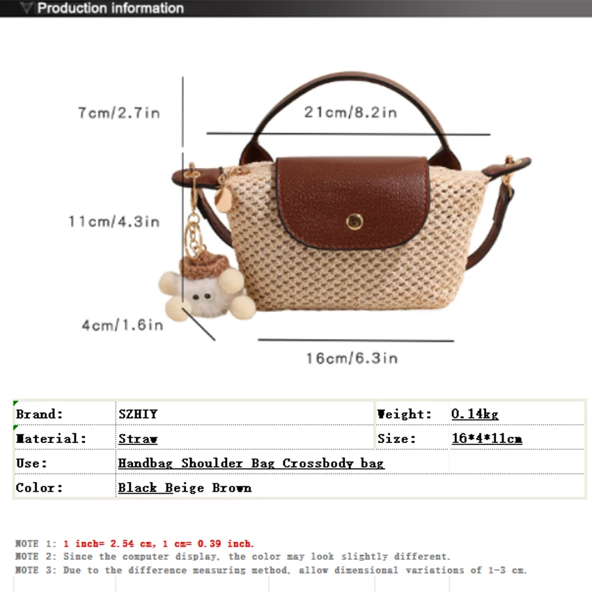 Summer Woven Bag Women Shoulder Bag Designer Fashion Handbag Vacation Travel Bohemian Style Crossbody Small Pocket Bolso Mujer