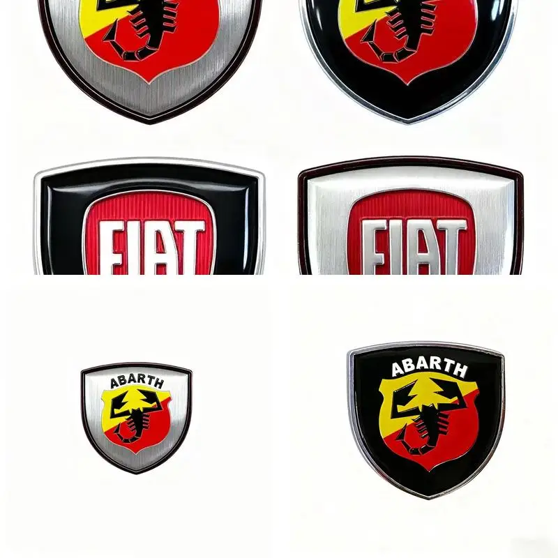 3D Shield Car Emblem Sticker Custom Rear Trunk Badge Decal For Fiat Abarth 500 595 695 124 Spider Punto Bravo Auto Accessories