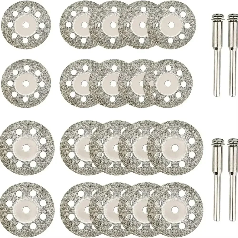 Discos de Corte Diamantados HSS com Mandril para Ferramenta Rotativa, Lâminas de Serra Circular Mini Multitamanho para Pedra, Vidro, Azulejo, Metal, Cerâmica e Madeira