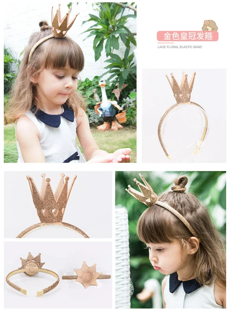 Kids Glitter Tiaras 3D Crown Hairbands for Girls Sparkling Festival Princess Hair Sticks Girls Headwear Kids Hair Accessories