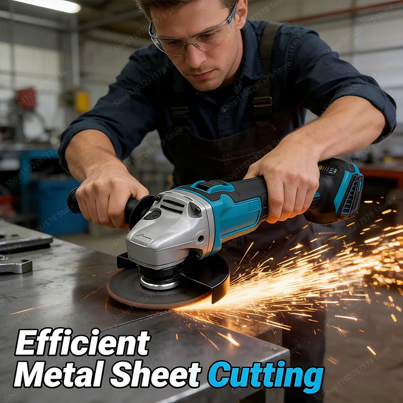 

125mm M14 Brushless Angle Grinder Cordless Powered Cutting Polishing Grinding Tool for Makita 18V Battery Replacement