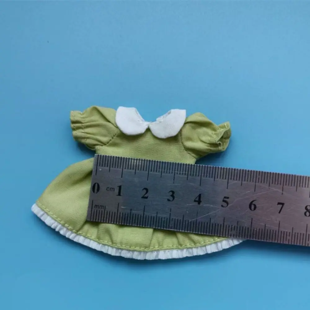 Handmade Dresses For 1/11 OB11 Dolls Outfits Puff Sleeve Dresses Doll Clothes Skirt For 1/12 BJD Doll DIY Doll Clothes Accessory