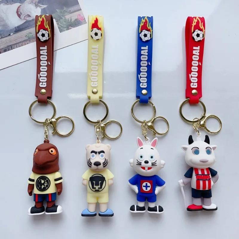 Kawaii Football Baby Keychain Cute Football Rabbit Tiger Cattle Keychain Men and Women Bag Pendant Children's Gifts