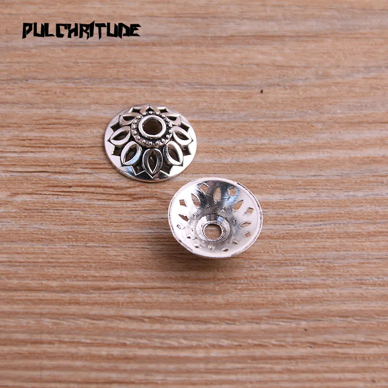 40pcs 5*14*14mm Two Color Receptacle Hollow Flower DIY Spaced Jewelry Accessories Charms For Jewelry Making