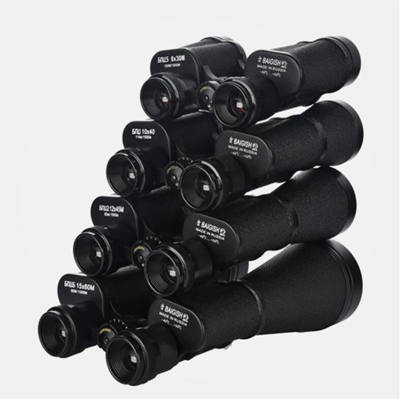 Telescopio Profesional HD con Prisma BAK4, Varios Tamaños 8x30 10x40 10x50 12x45 15x60, Alta Potencia y Largo Alcance para Uso en Exteriores