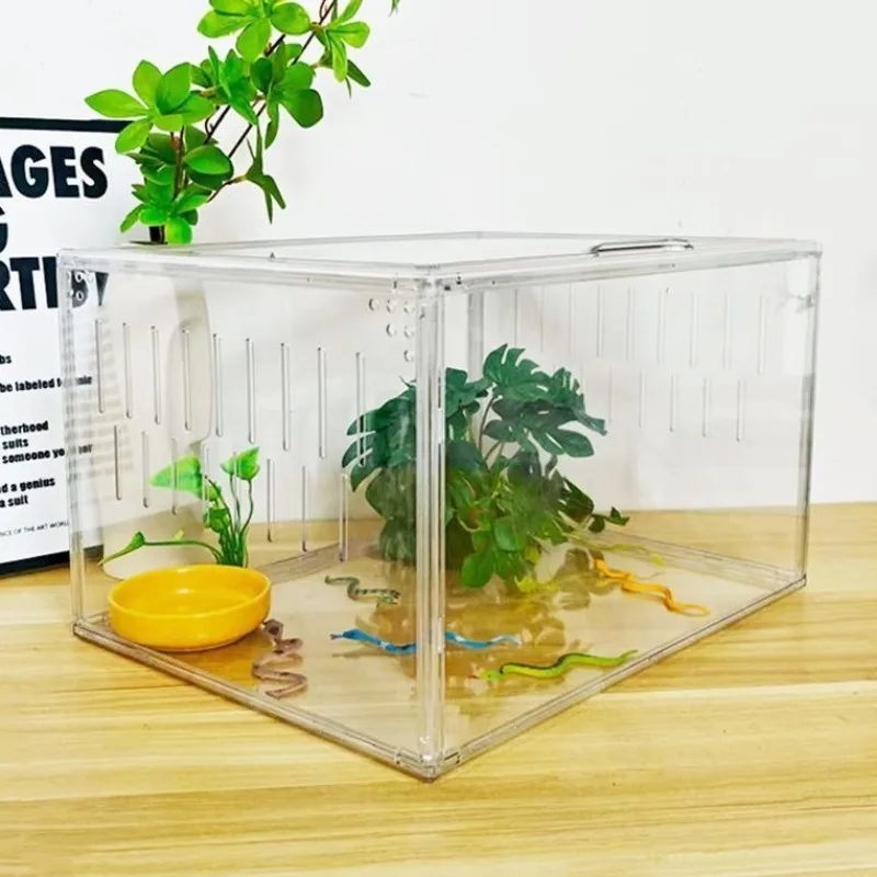 Snake Breeding Box Anti-escape Breathable Reptiles Terrariums Gecko Lizard Horned Frog Breeding Cage Reptile Pet Kennel House