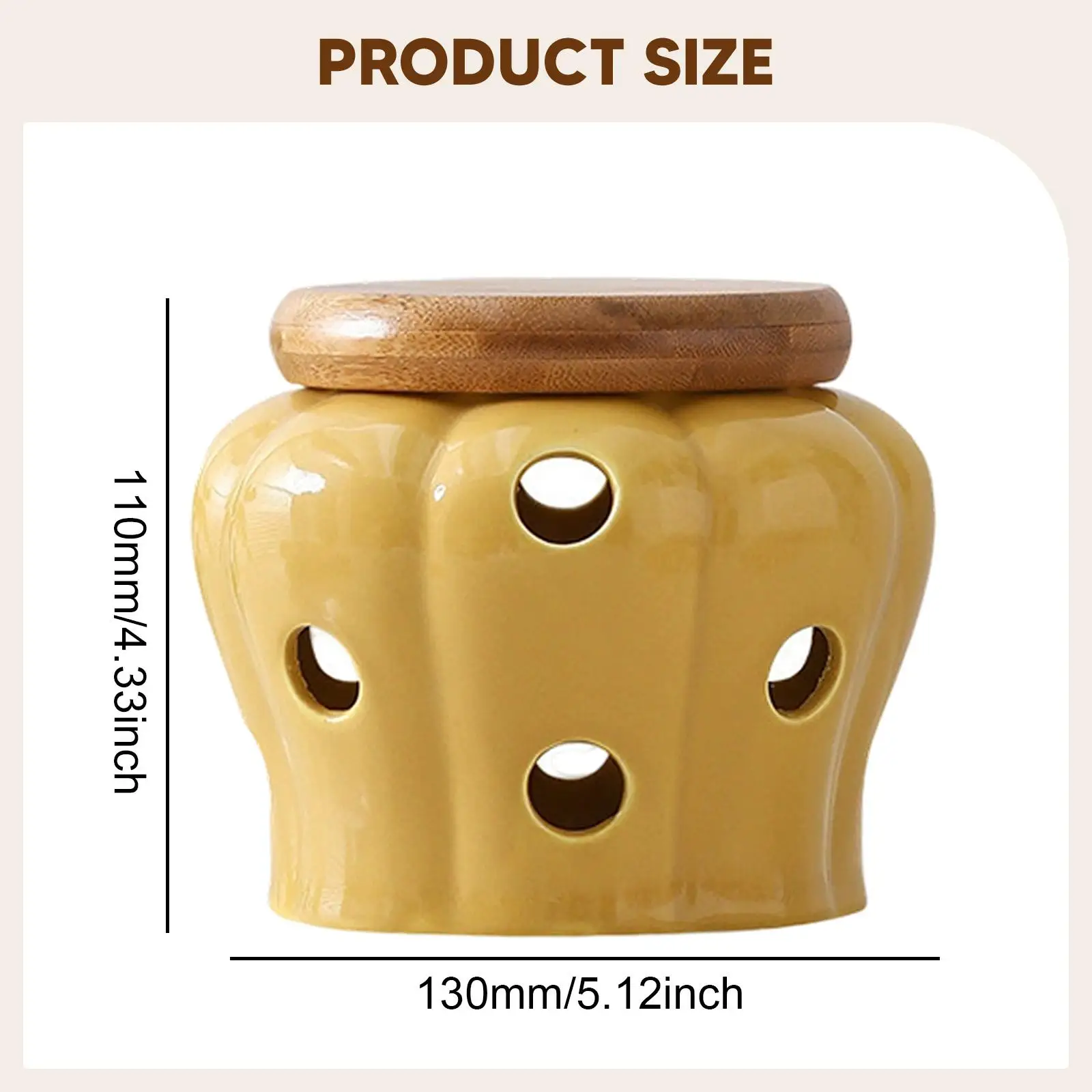 Garlic Keeper Small Round Ventilation Multipurpose Cellar Pot Ceramic Jar with Lid Storage Container