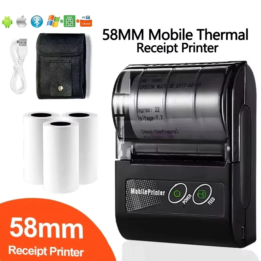 GOOJPRT 58MM Mini Thermal Label Printer Receipt Printer Ticket Bill IOS Android For Small Business/ Computers Printer/Labeler