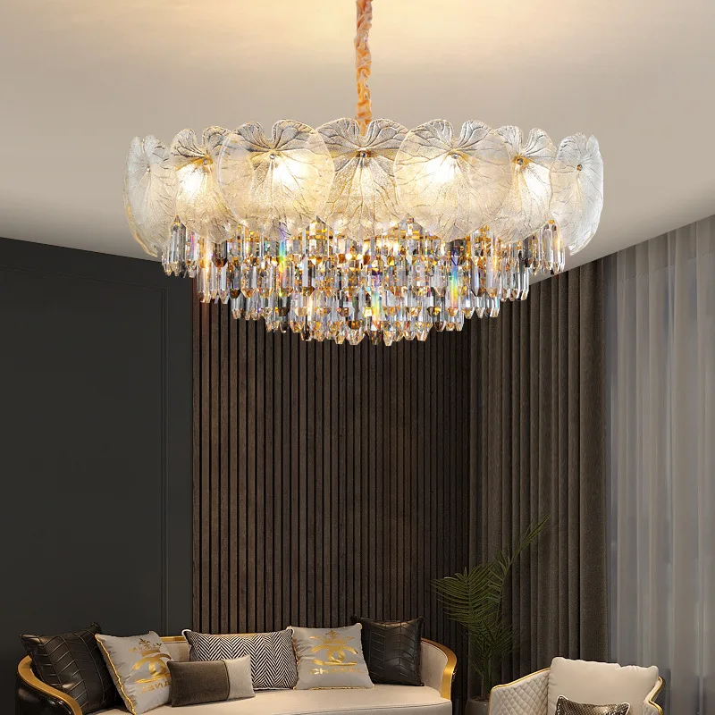 

Modern Luxury Crystal E14 Led Chandelier Lighting Living Dining Room Pendant Light Home Decor Bedroom Glass Flower Hanging Lamp